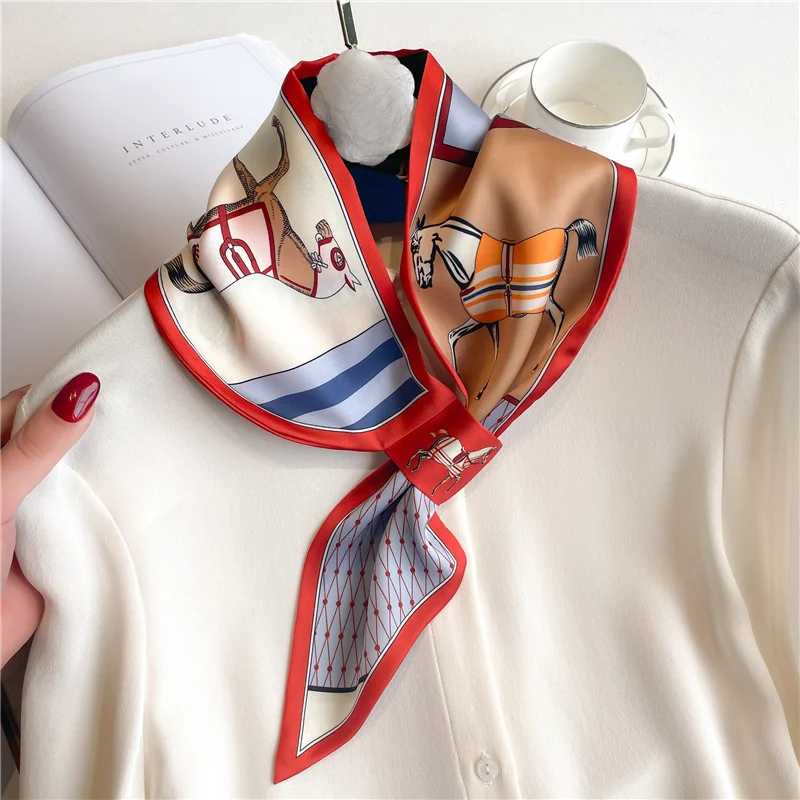 Ribbon Wired Satin - Luxury Brand Skinny Neckerchief Scarf For