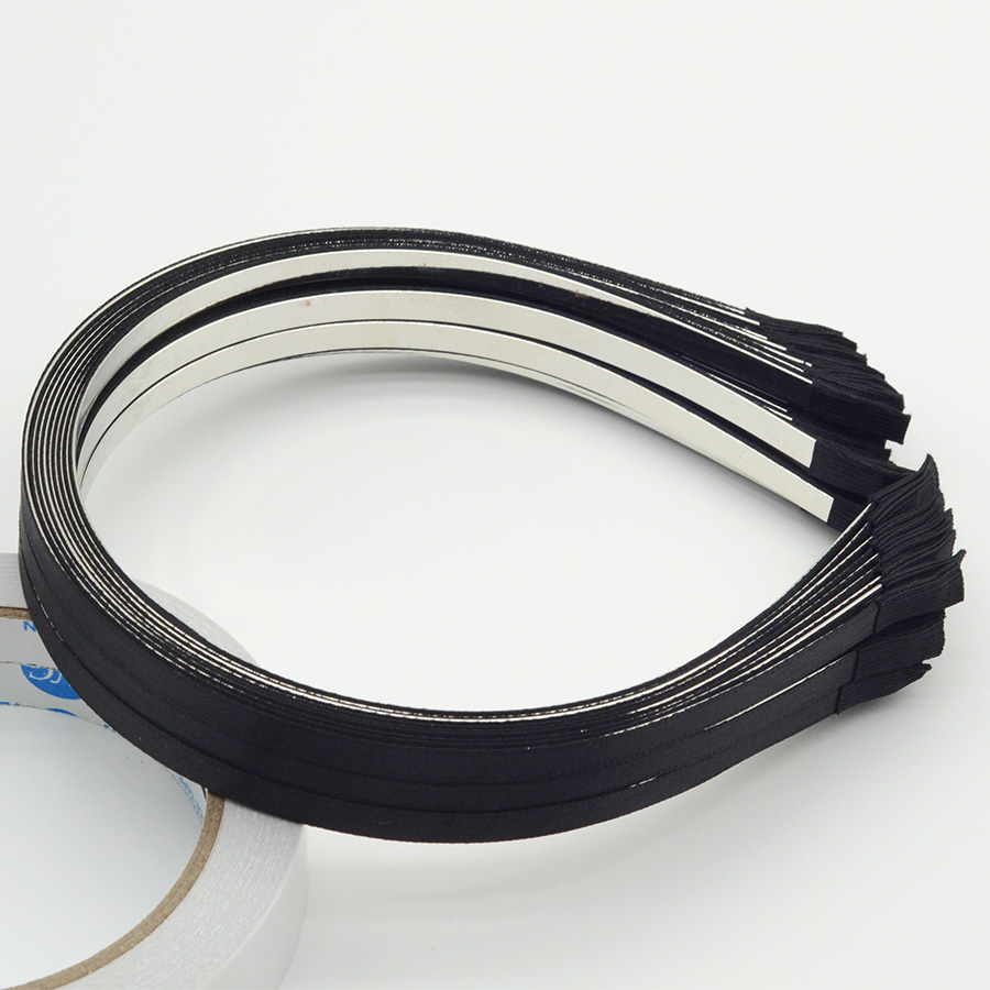 Ribbon Wired Satin - 10PCS 5mm Black Satin Ribbon Covered