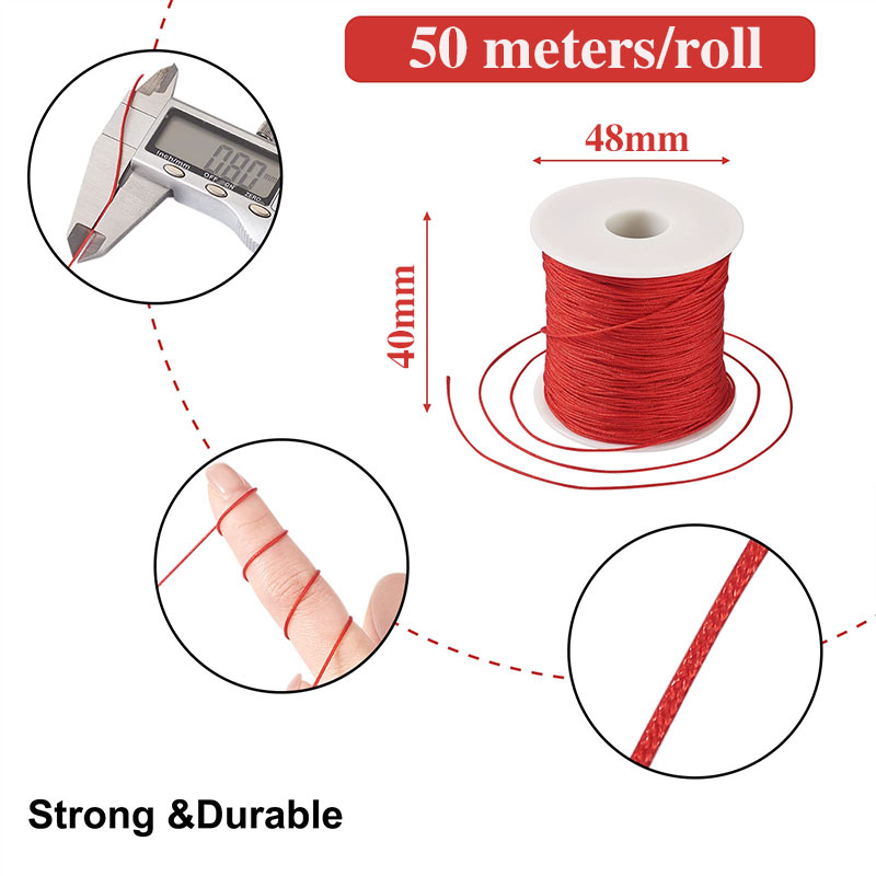 50M/roll 0.8mm Nylon Thread Co - Ribbon Wired Satin ulasan dan harga