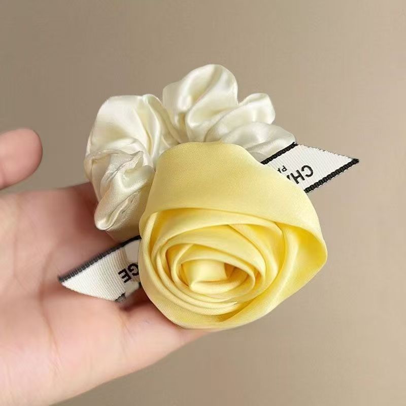 Satin Rose Flower Hair Scrunch - Ribbon Wired Satin ulasan dan harga