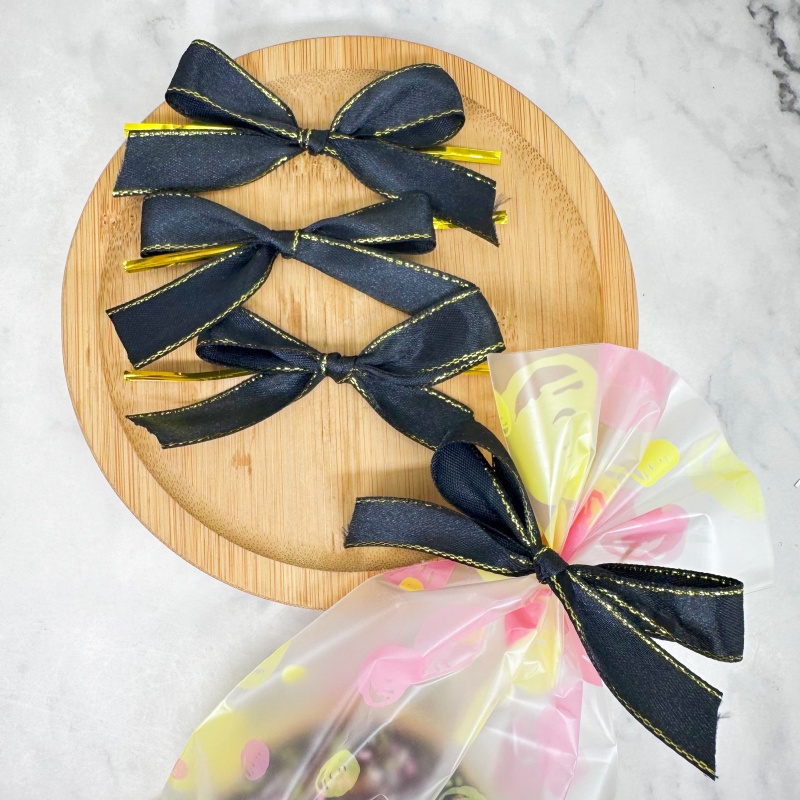 20pcs Black Satin Ribbon Bows  - Ribbon Wired Satin ulasan dan harga