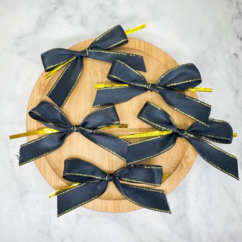 20pcs Black Satin Ribbon Bows  - Ribbon Wired Satin ulasan dan harga