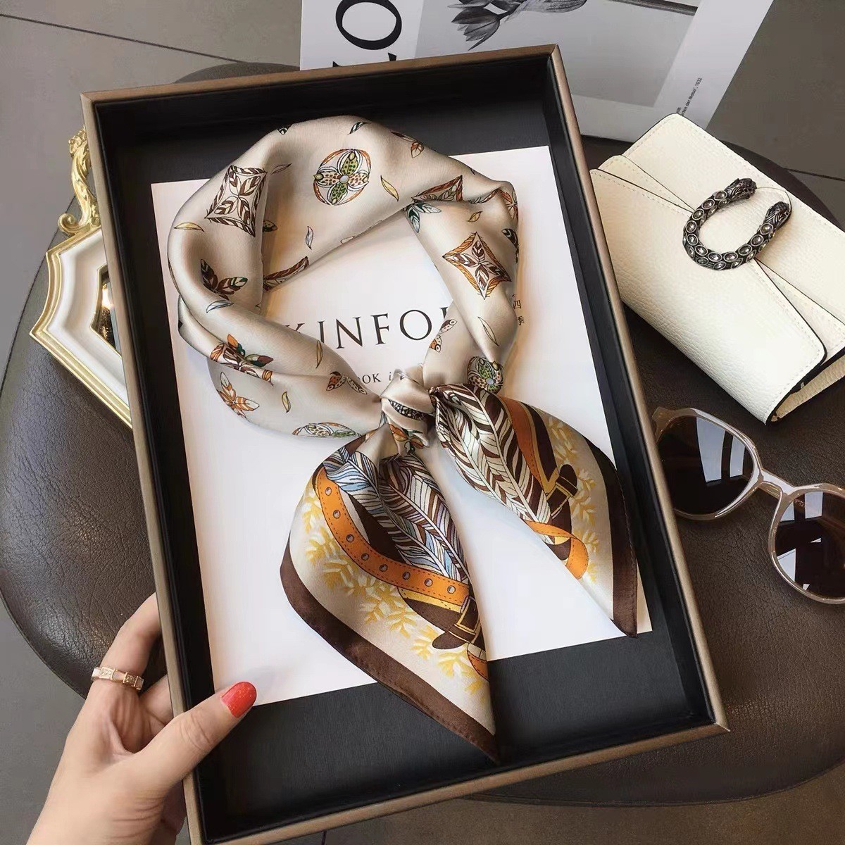 Luxury Fashion Print 70*70cm S - Ribbon Wired Satin ulasan dan harga